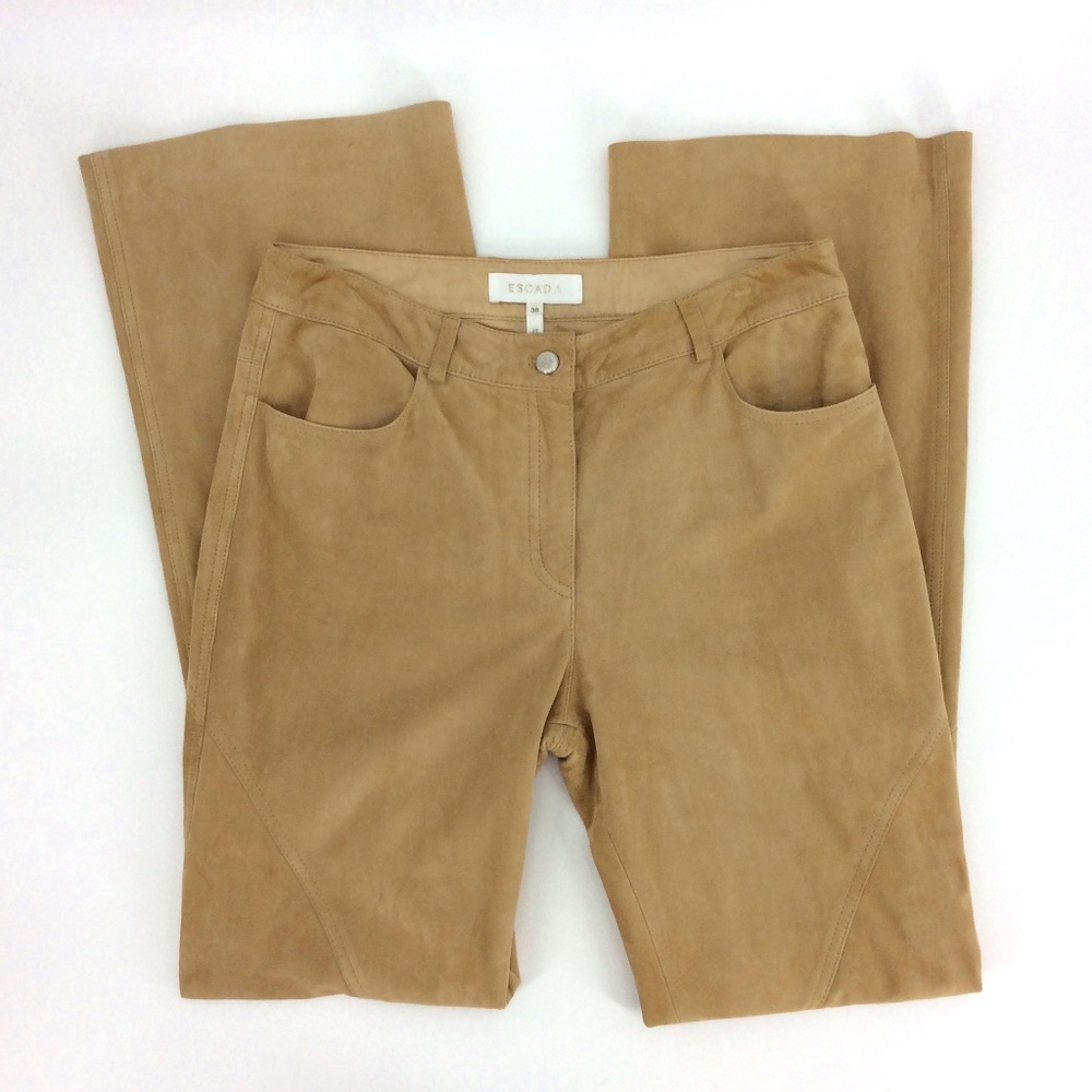 Escada Soft, Goat's Suede, Tan Leather Pants